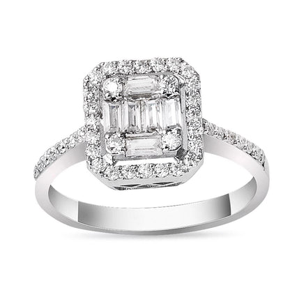 14K White Gold 0.55 Ct Baguette Diamond Ring