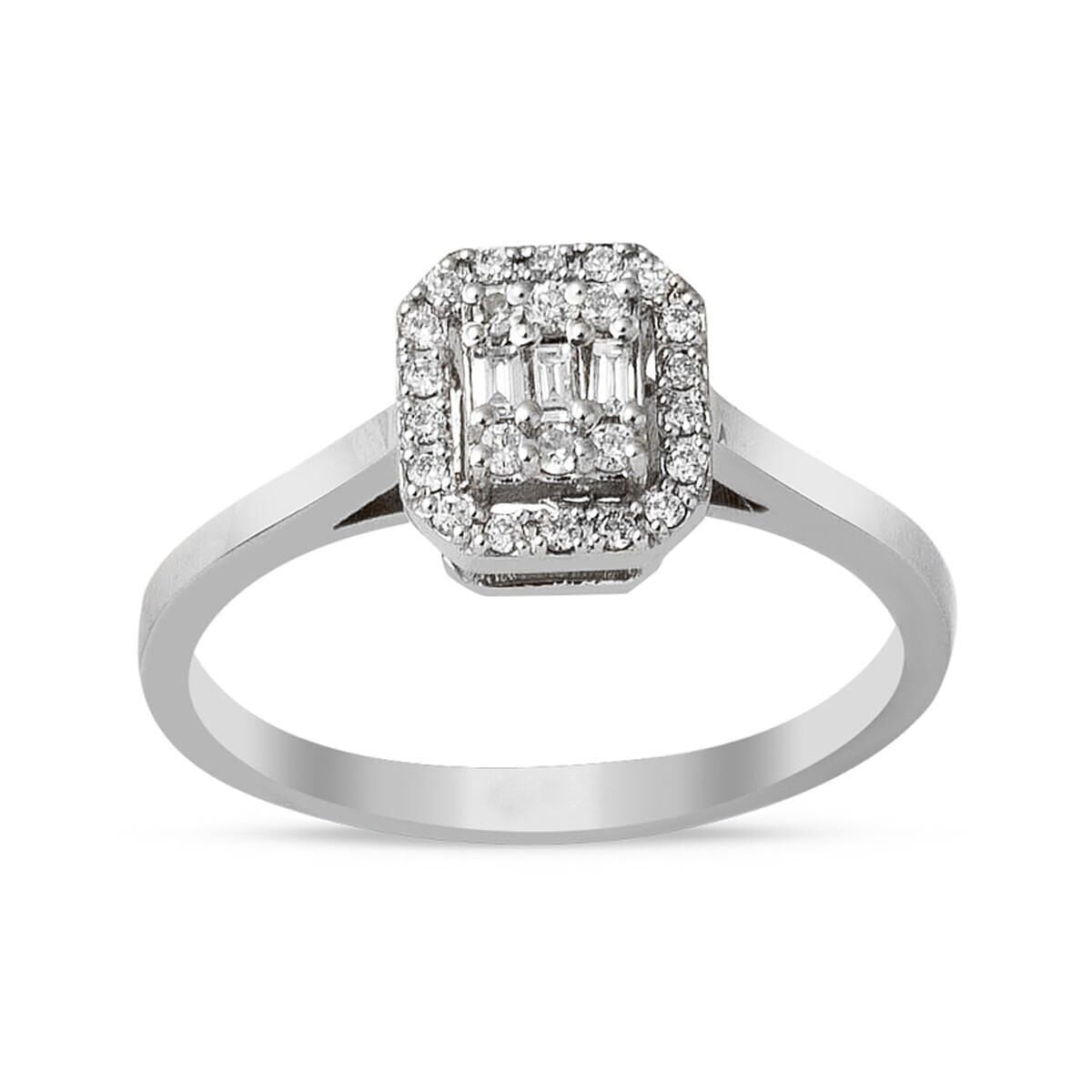 14K White Gold 0.20 Ct Baguette Diamond Ring