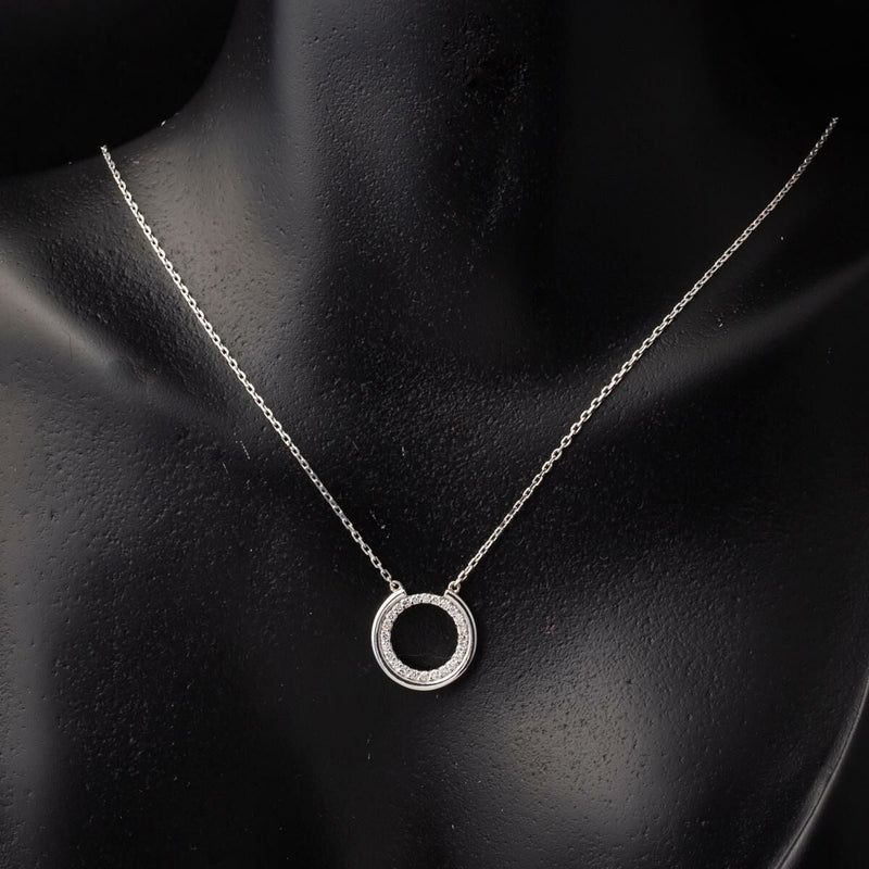 14K White Gold Hoop Diamond Necklace