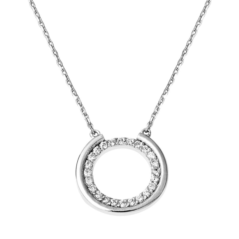 14K White Gold Hoop Diamond Necklace