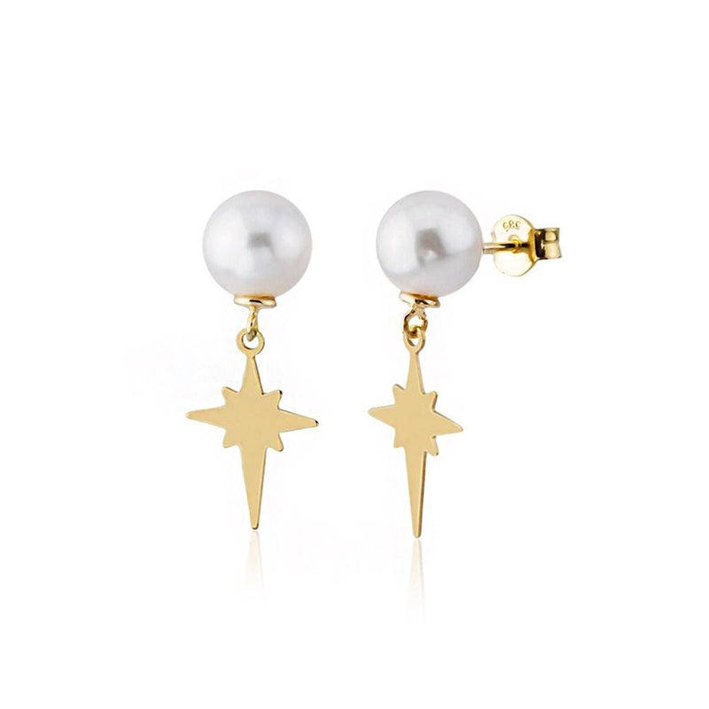 14K Yellow Gold Polarstar Pearl Earrings