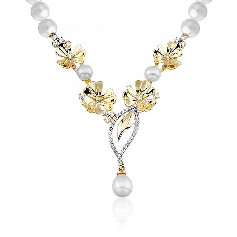 14K Yellow Gold Ponte Pearl Bridal Jewelry Set