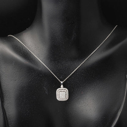 14K White Gold Princess Baguette Cubic Zirconia Necklace