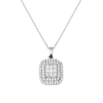 14K White Gold Princess Baguette Cubic Zirconia Necklace