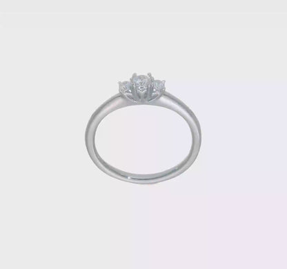 0.13ct. CZ Solid Real 14K White Gold 3-Stone Engagement Ring-RM2951E-013-W