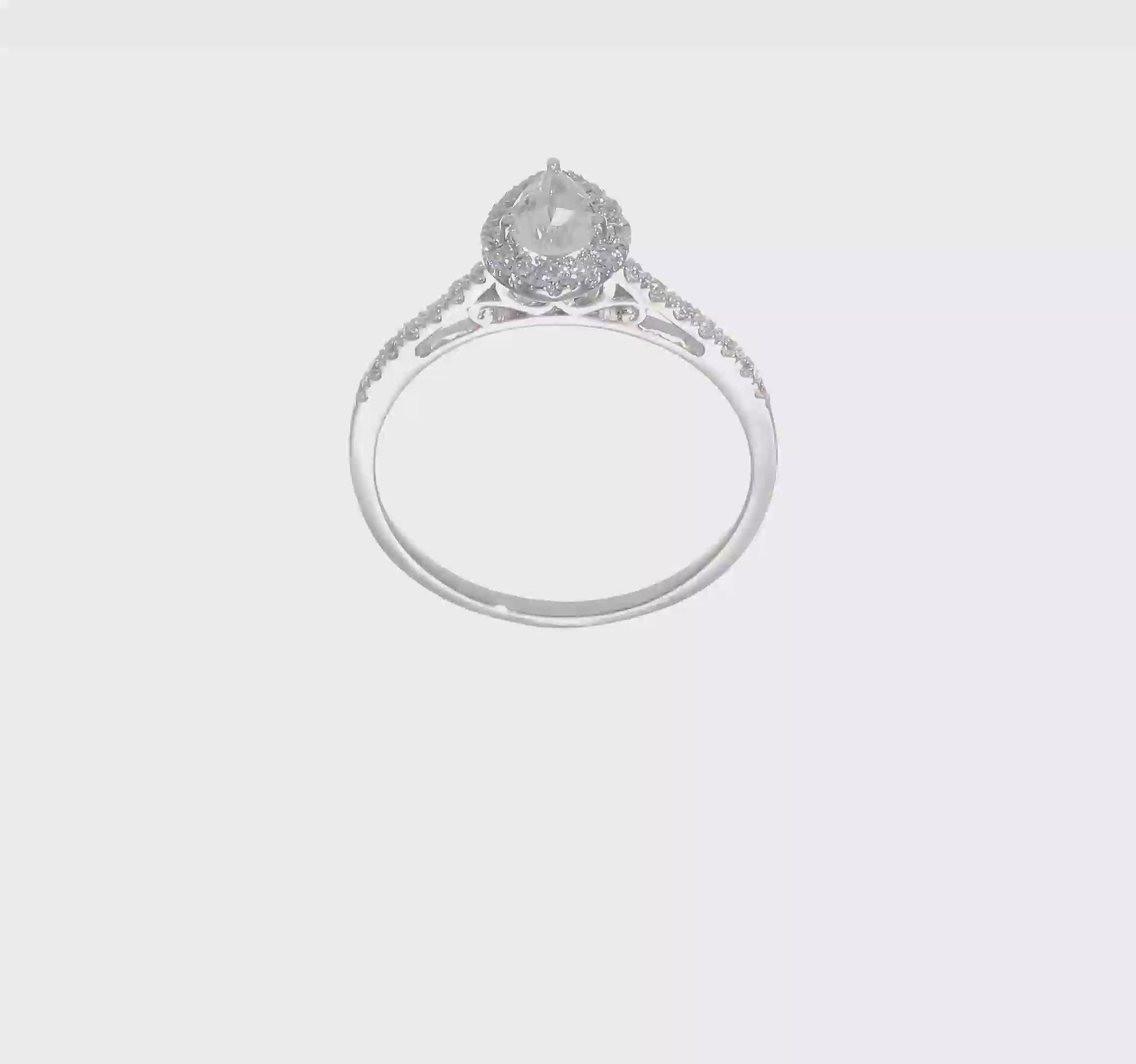 0.50ct. CZ Solid Real 14K White Gold Pear Halo Engagement Ring-rm2047e-050-waa