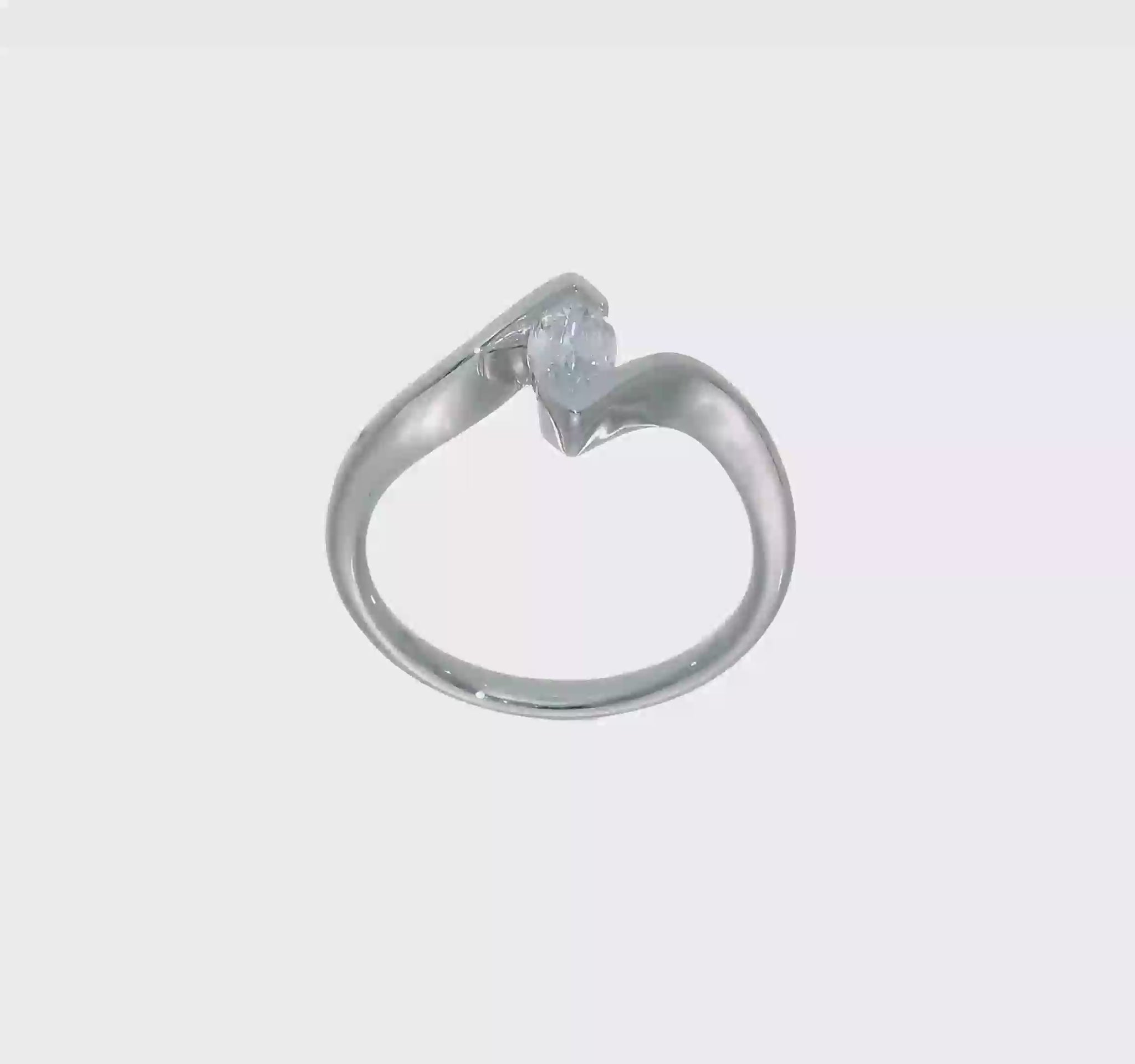 0.50ct. CZ Solid Real 14k White Gold Marquise Bezel Solitaire Engagement Ring-RM1966E-050-W