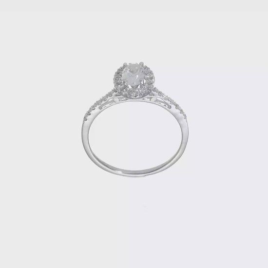 0.50ct. CZ Solid Real 14k White Gold Oval Halo Engagement Ring-rm2043e-050-waa