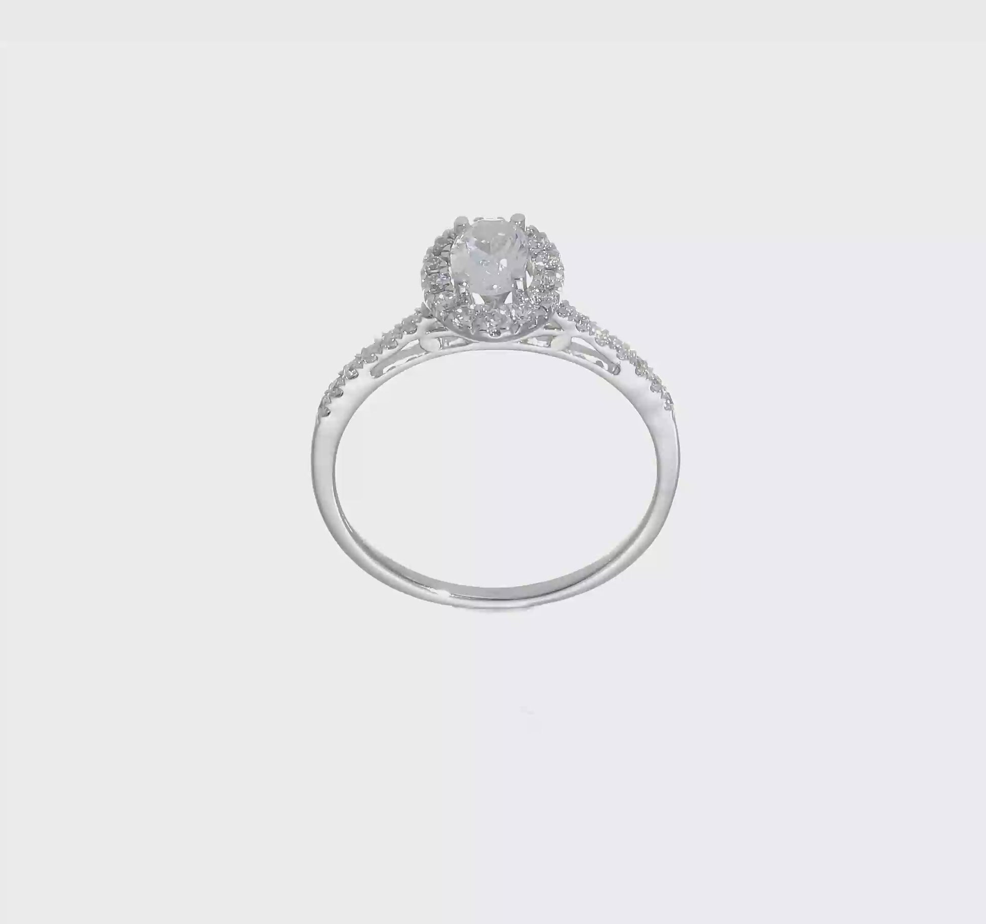 0.50ct. CZ Solid Real 14k White Gold Oval Halo Engagement Ring-rm2043e-050-waa