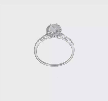 0.50ct. CZ Solid Real 14k White Gold Oval Halo Engagement Ring-rm2043e-050-waa