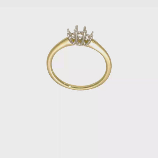 0.13ct. CZ Solid Real 14K Two-tone 3-Stone Engagement Ring-RM2946E-013-YW