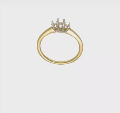 0.13ct. CZ Solid Real 14K Two-tone 3-Stone Engagement Ring-RM2946E-013-YW