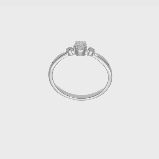 0.25ct. CZ Solid Real 14k White Polish Petite Beaded Edge Round Complete Dia Ring-rm7784e-025-waa