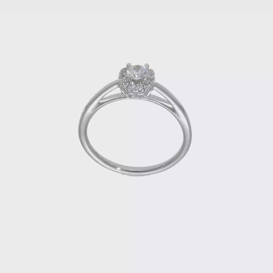 14k White Gold Round Halo Simulated Diamond Engagement Ring-RM2039E-020-WAA