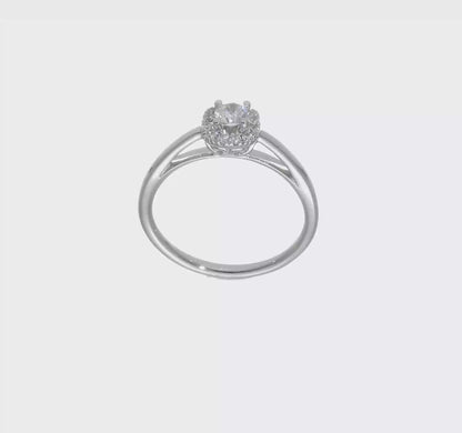 14k White Gold Round Halo Simulated Diamond Engagement Ring-RM2039E-020-WAA