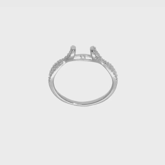 14kw Peg Set Simulated Diamond Criss Cross Engagement Ring-RM2541E-024-WAA