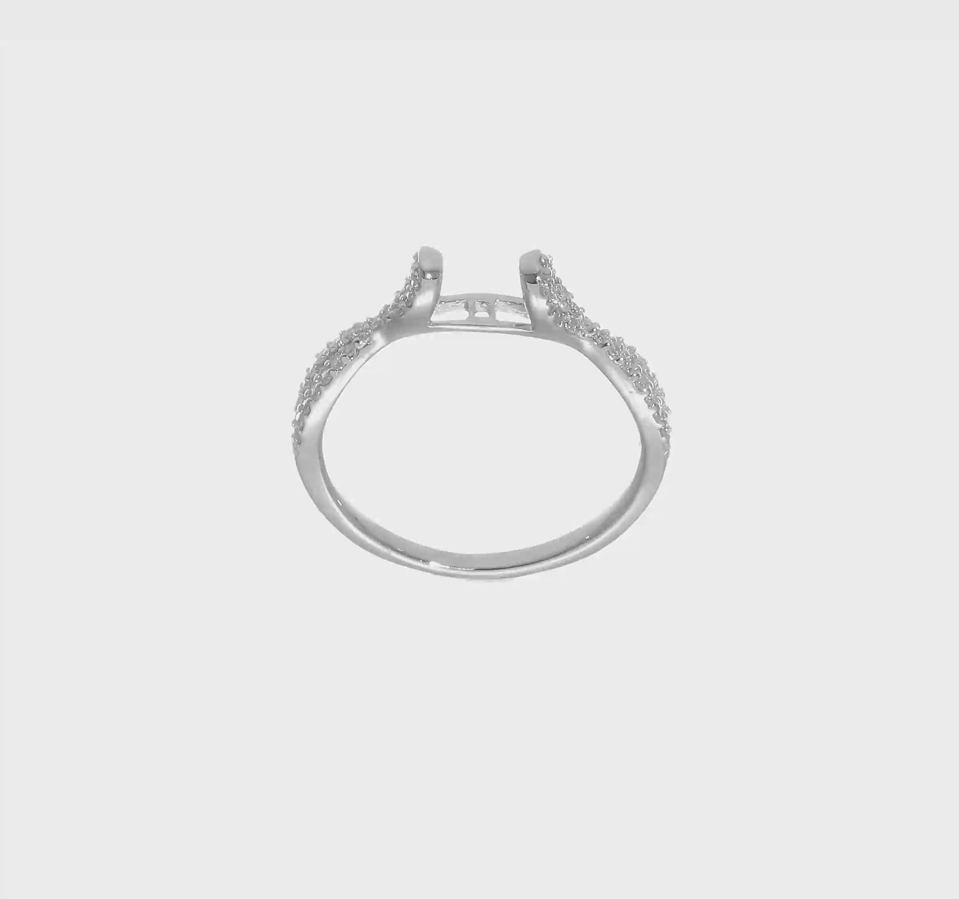 14kw Peg Set Simulated Diamond Criss Cross Engagement Ring-RM2541E-024-WAA