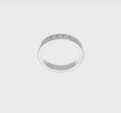 0.25ct. CZ Solid Real 14k White Gold Flat Partial Closed 5-Stone Channel Wedding Band Ring-RM3276B-025-W
