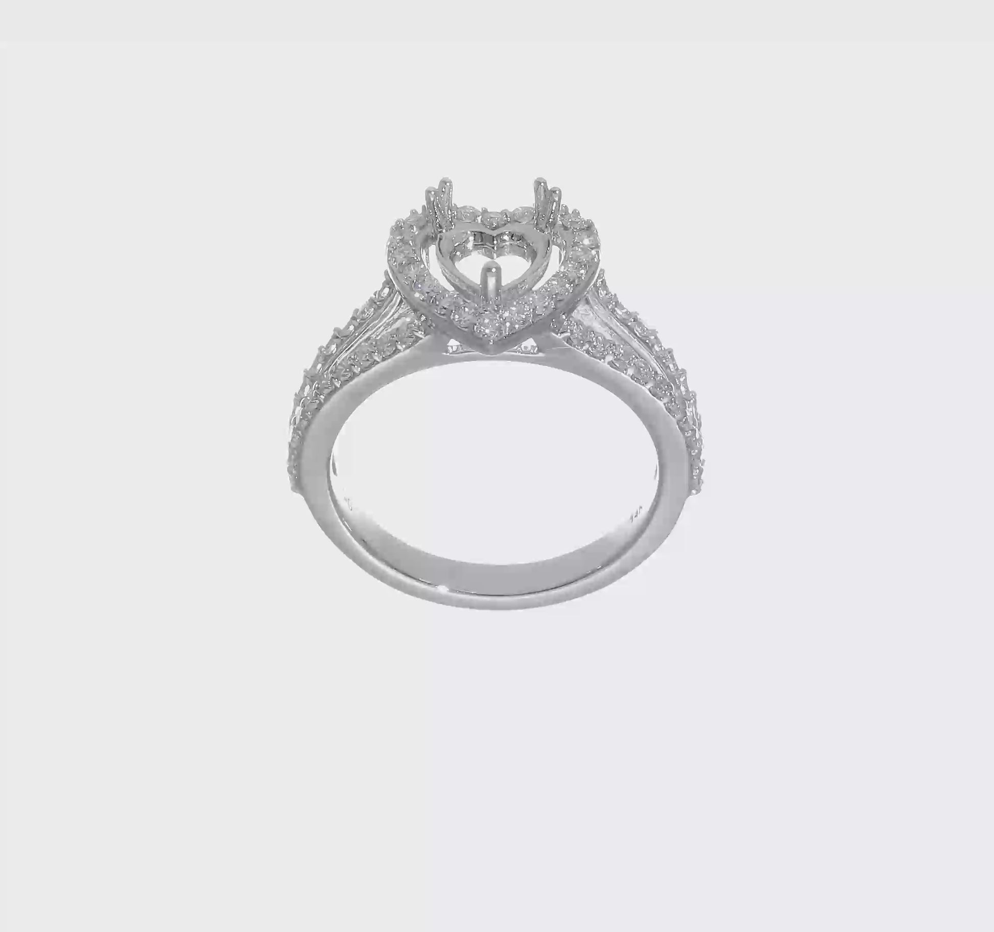 14K White Gold Diamond Heart CZ Halo Engagement Ring-RM2346E-050-WAA