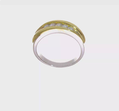 0.40ct. CZ Solid Real 14k Two-tone Men's Wedding Band Ring-RM3486B-040-YW