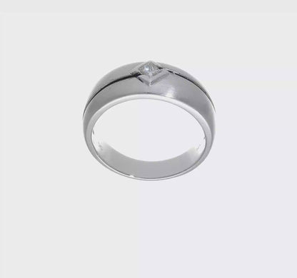 0.20ct. CZ Solid Real 14k White Gold Enameled Men's Wedding Band Ring-RM3493B-020-W