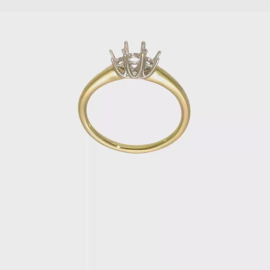 0.17ct. CZ Solid Real 14K Two-tone 3-Stone Engagement Ring-RM2946E-017-YW