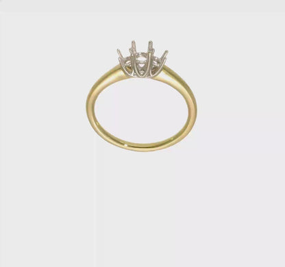 0.17ct. CZ Solid Real 14K Two-tone 3-Stone Engagement Ring-RM2946E-017-YW