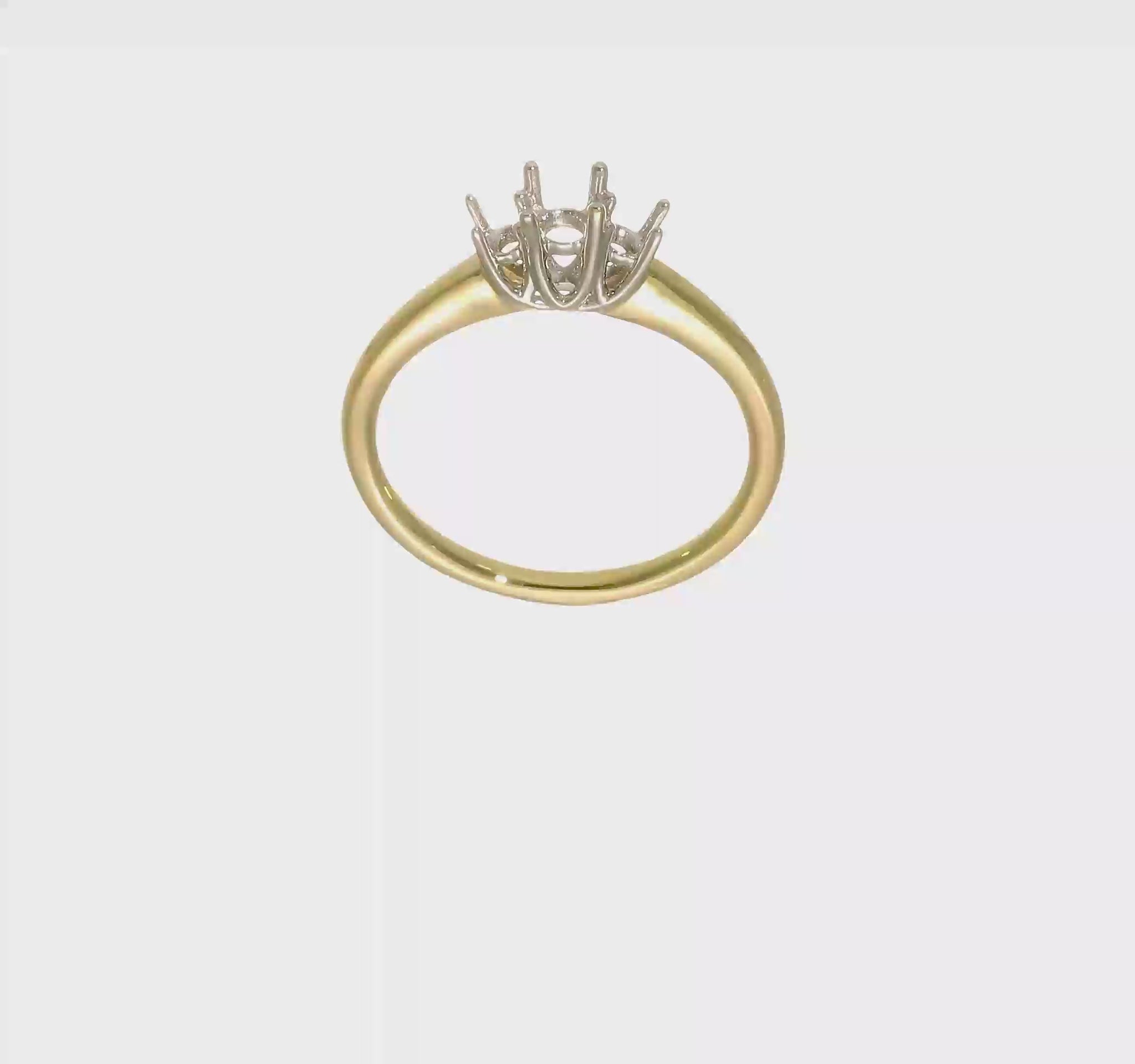 0.17ct. CZ Solid Real 14K Two-tone 3-Stone Engagement Ring-RM2946E-017-YW