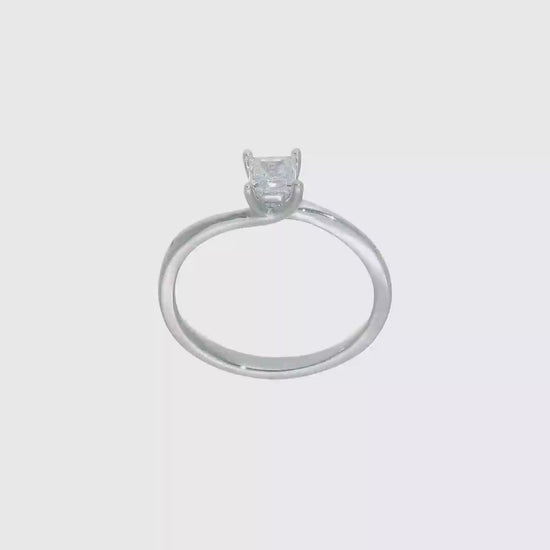 0.33ct. CZ Solid Real 14k White Gold Square Solitaire Engagement Ring-RM1957E-033-W
