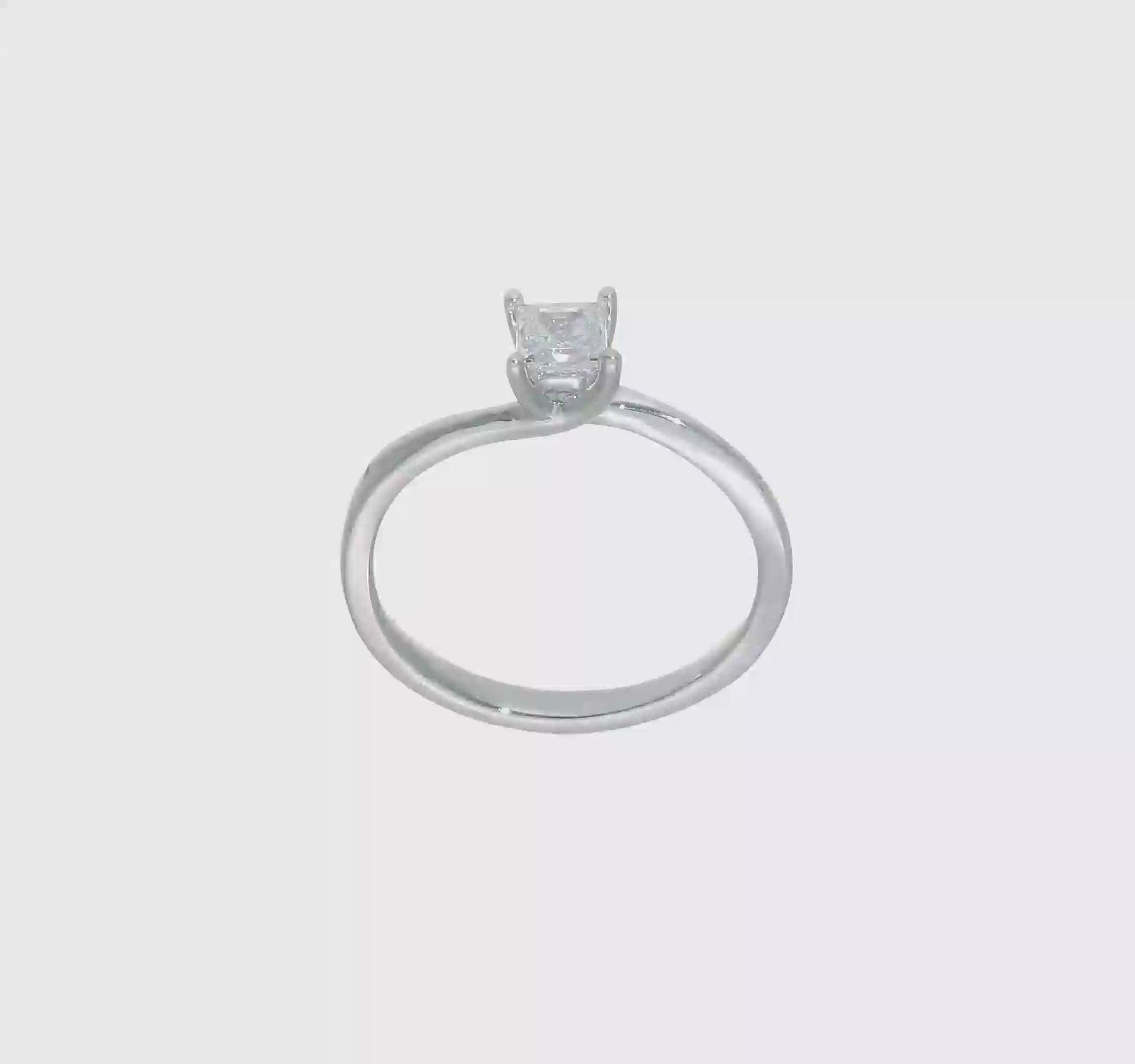 0.33ct. CZ Solid Real 14k White Gold Square Solitaire Engagement Ring-RM1957E-033-W
