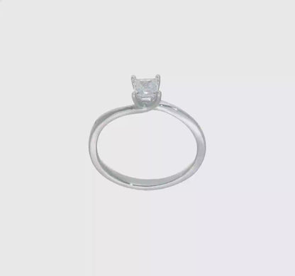 0.33ct. CZ Solid Real 14k White Gold Square Solitaire Engagement Ring-RM1957E-033-W