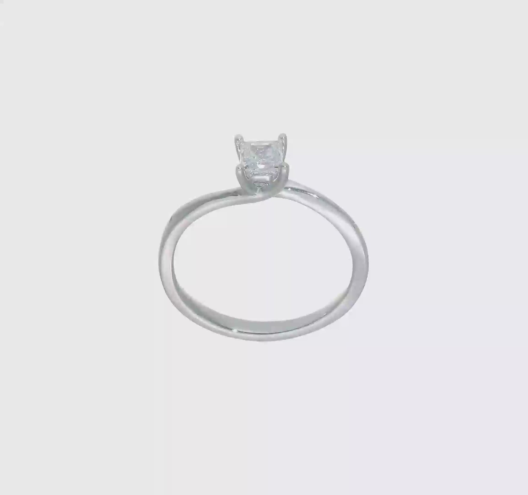 0.33ct. CZ Solid Real 14k White Gold Square Solitaire Engagement Ring-RM1957E-033-W