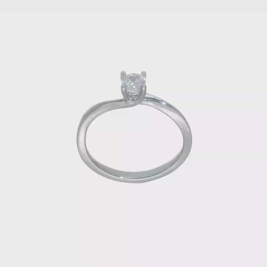 0.33ct. CZ Solid Real 14K White Gold Round Solitaire Engagement Ring Engagement Polished-RM1946E-033-W