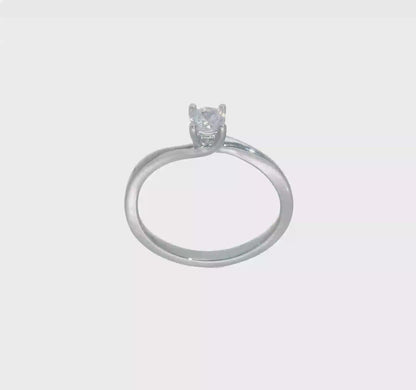 0.33ct. CZ Solid Real 14K White Gold Round Solitaire Engagement Ring Engagement Polished-RM1946E-033-W