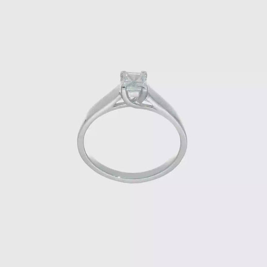 0.33ct. CZ Solid Real 14k White Gold Square Solitaire Engagement Ring-RM1959E-033-W