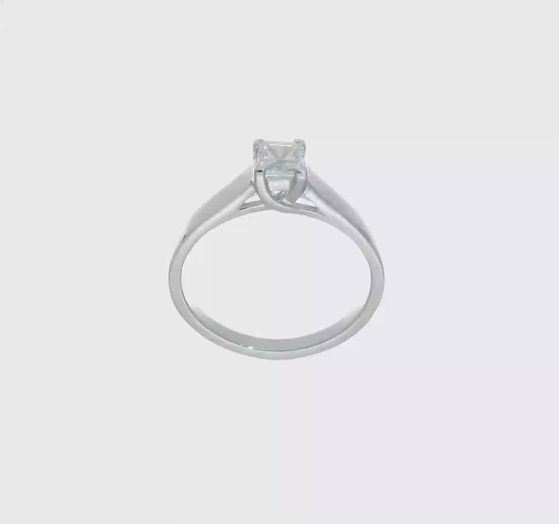 0.33ct. CZ Solid Real 14k White Gold Square Solitaire Engagement Ring-RM1959E-033-W