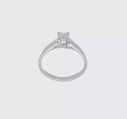 0.33ct. CZ Solid Real 14k White Gold Square Solitaire Engagement Ring-RM1959E-033-W