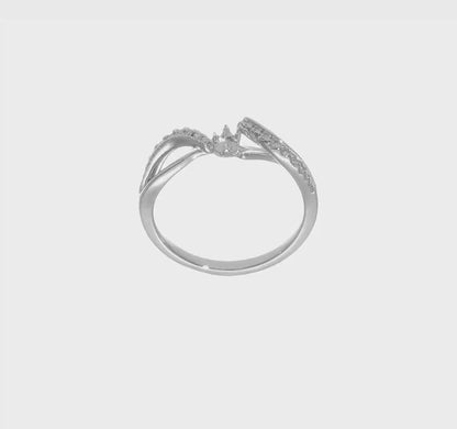 14k White Gold Peg Set Simulated Diamond Criss Cross Engagement Ring-RM2563E-016-WAA
