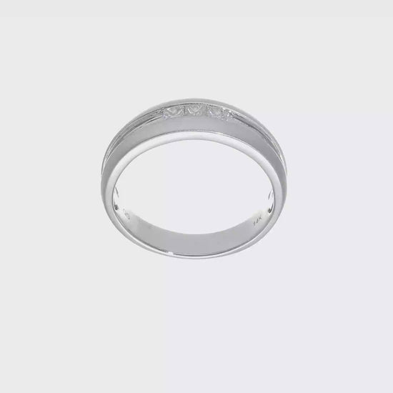 0.33ct. CZ Solid Real 14K White Gold Men's Wedding Band Ring-RM3498B-033-W