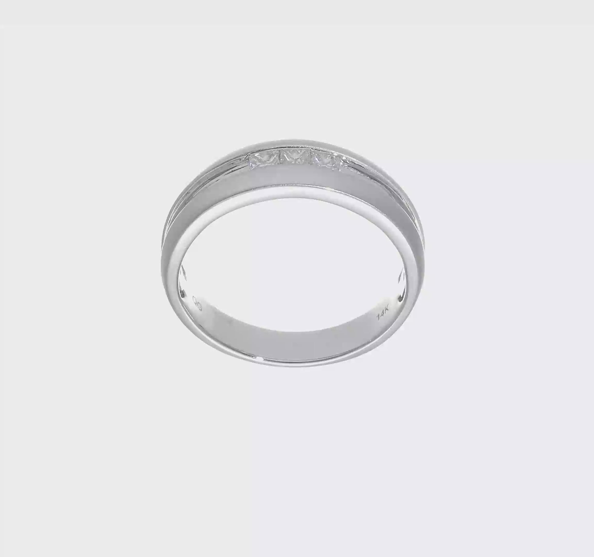 0.33ct. CZ Solid Real 14K White Gold Men's Wedding Band Ring-RM3498B-033-W