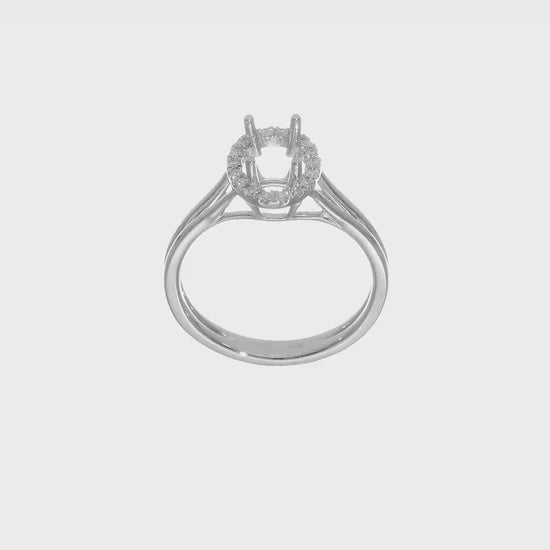 14k White Gold Oval Halo Simulated Diamond Split Shank Engagement Ring-RM2050E-025-WAA