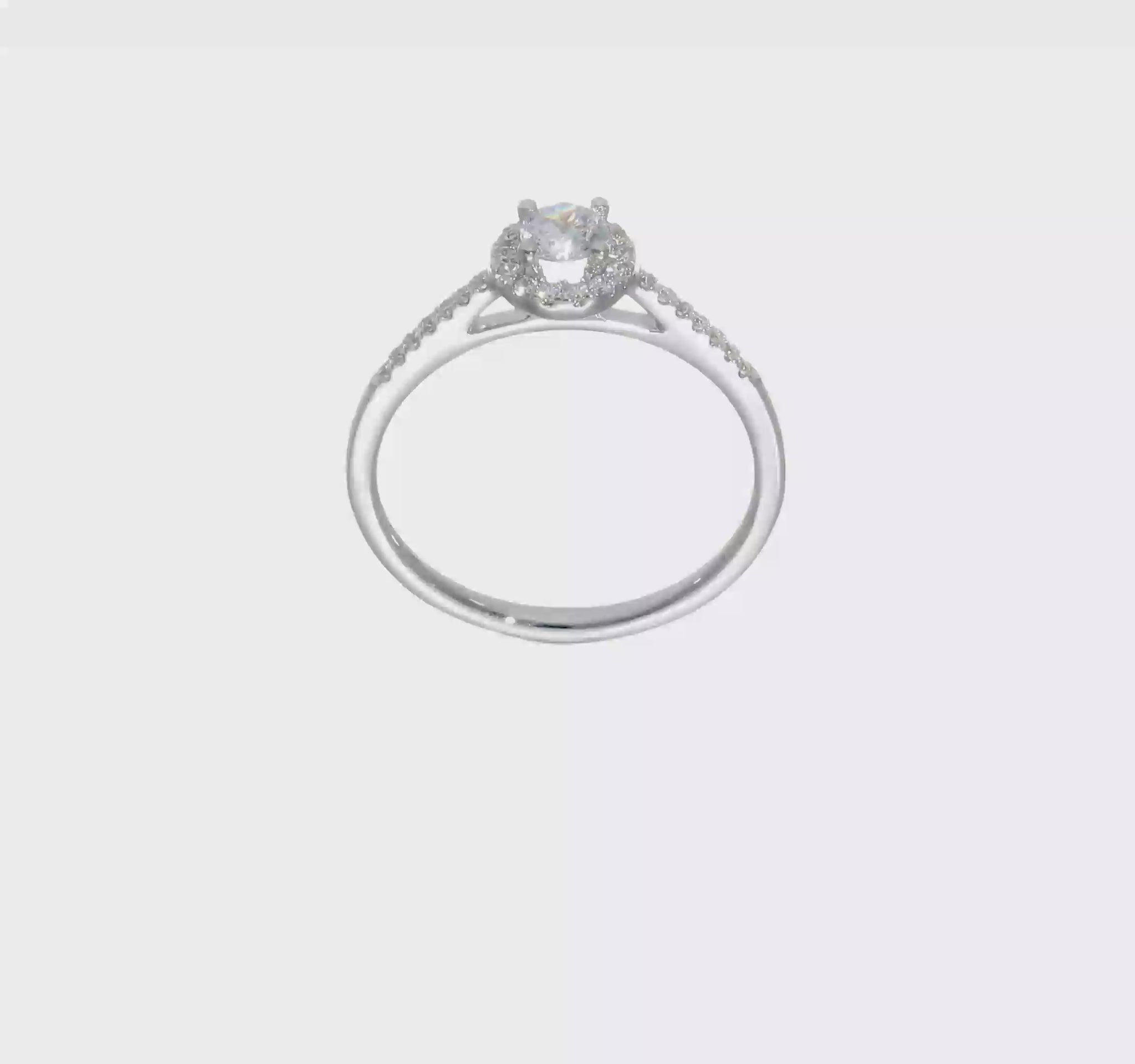 14K White Gold Round Simulated Diamond Halo Engagement Ring-RM2076E-025-WAA