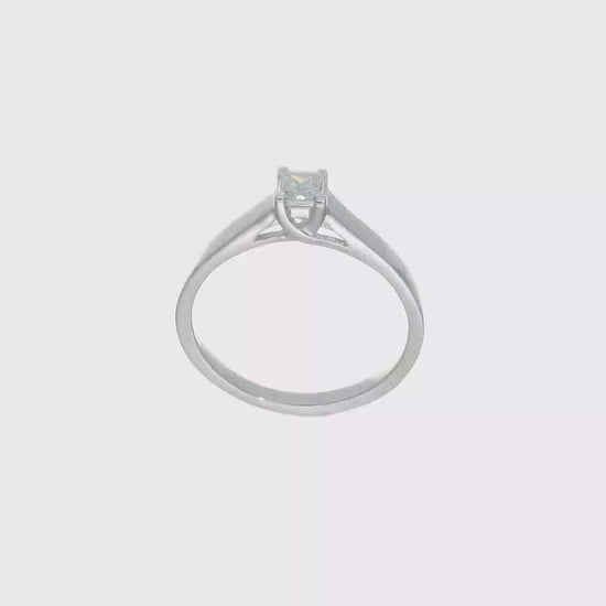 0.25ct. CZ Solid Real 14k White Gold Square Solitaire Engagement Ring-rm1959e-025-w