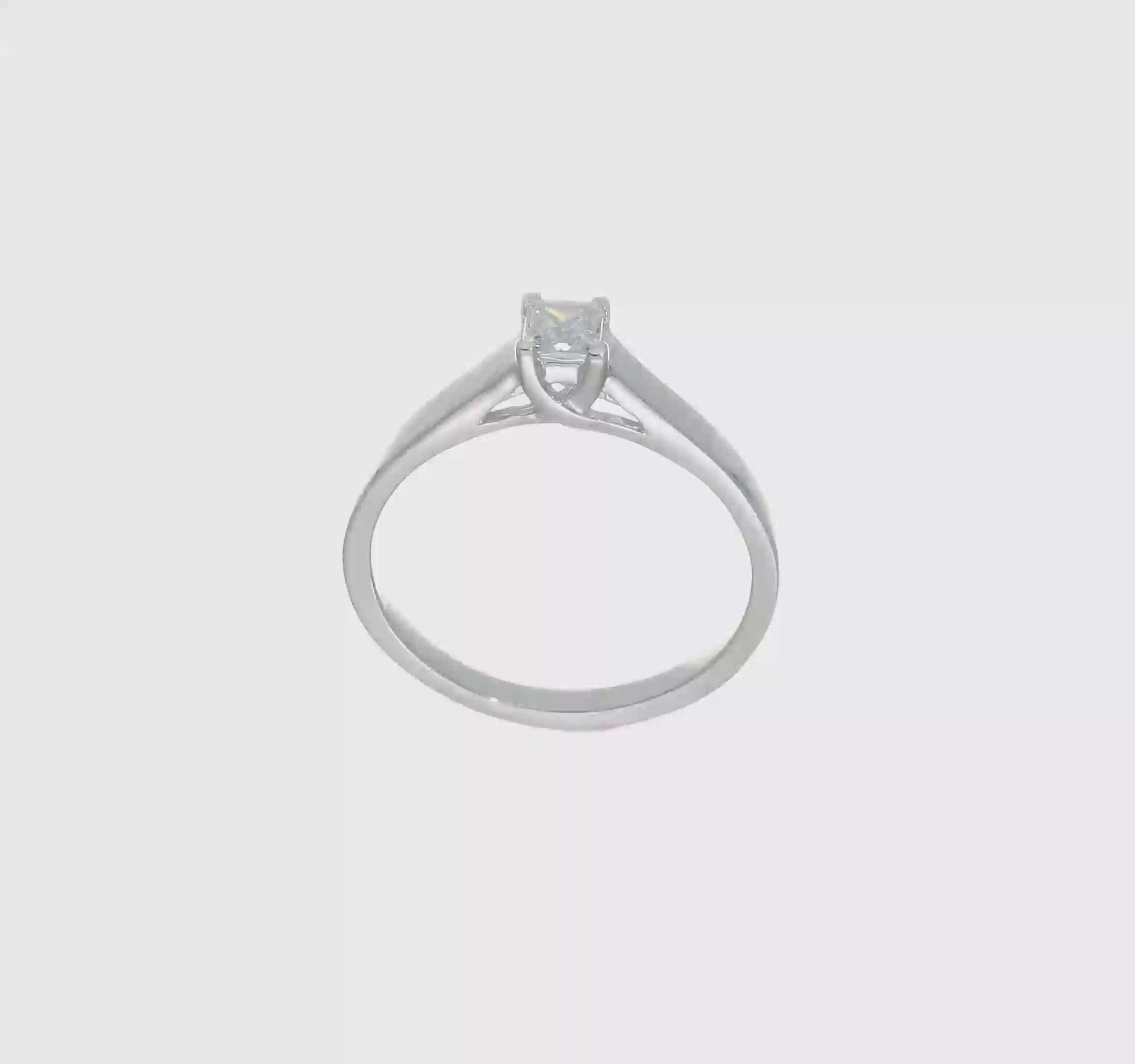 0.25ct. CZ Solid Real 14k White Gold Square Solitaire Engagement Ring-rm1959e-025-w