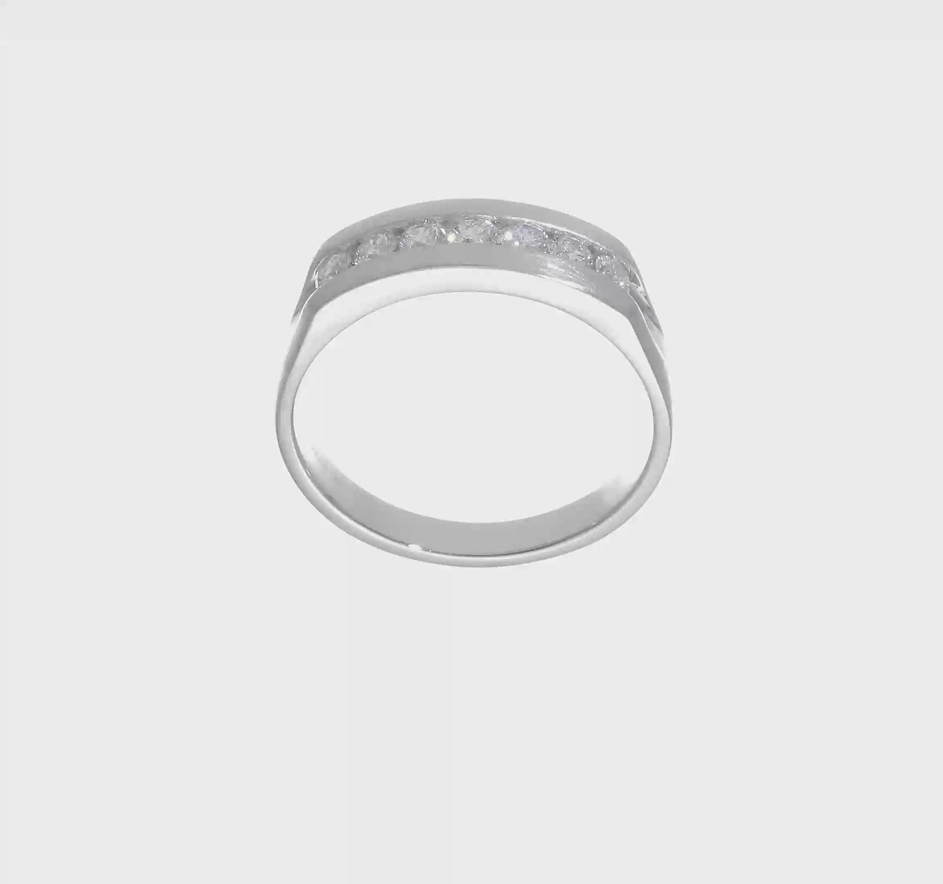 0.49ct. CZ Solid Real 14K White Gold Men's Wedding Band Ring-RM3462B-049-W