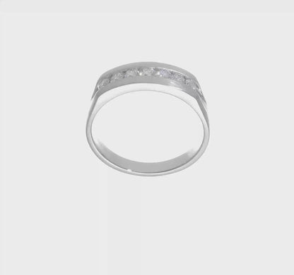 0.49ct. CZ Solid Real 14K White Gold Men's Wedding Band Ring-RM3462B-049-W