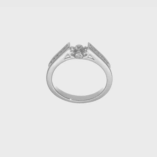 14K White Gold Diamond Peg Set CZ Engagement Ring-RM2645E-021-WAA