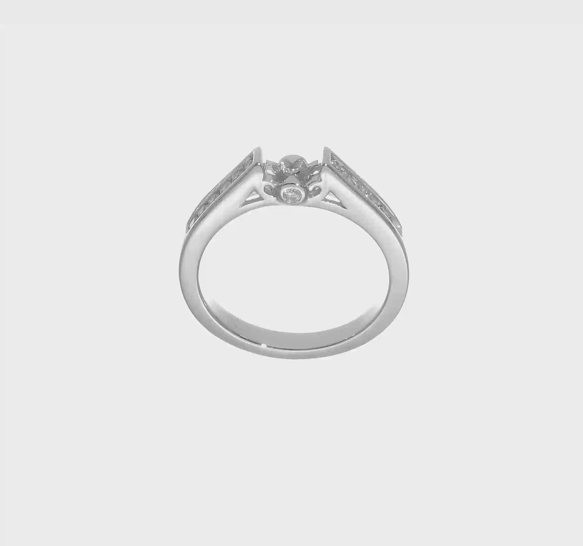 14K White Gold Diamond Peg Set CZ Engagement Ring-RM2645E-021-WAA