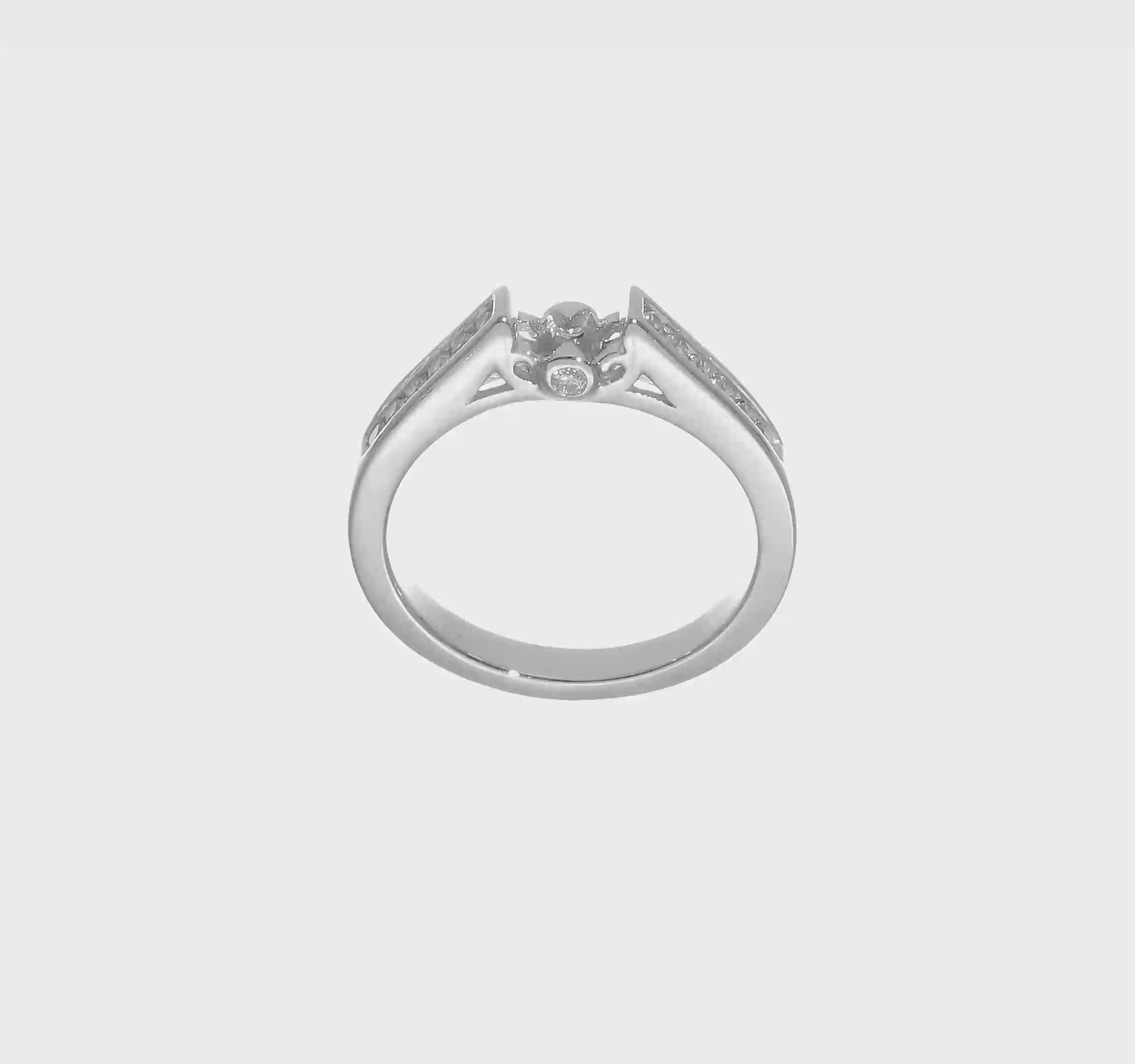 14K White Gold Diamond Peg Set CZ Engagement Ring-RM2645E-021-WAA