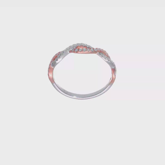 0.25ct. CZ Solid Real 14k White & Rose Gold Wedding Wedding Band Ring-rm5945b-025-wraa